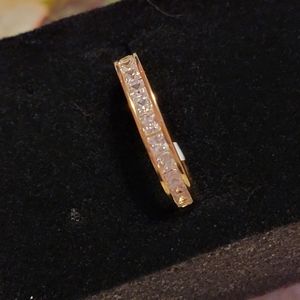 Princess cut White Diamond Simulant 18k Yellow Gold Over Sterling Silver Band